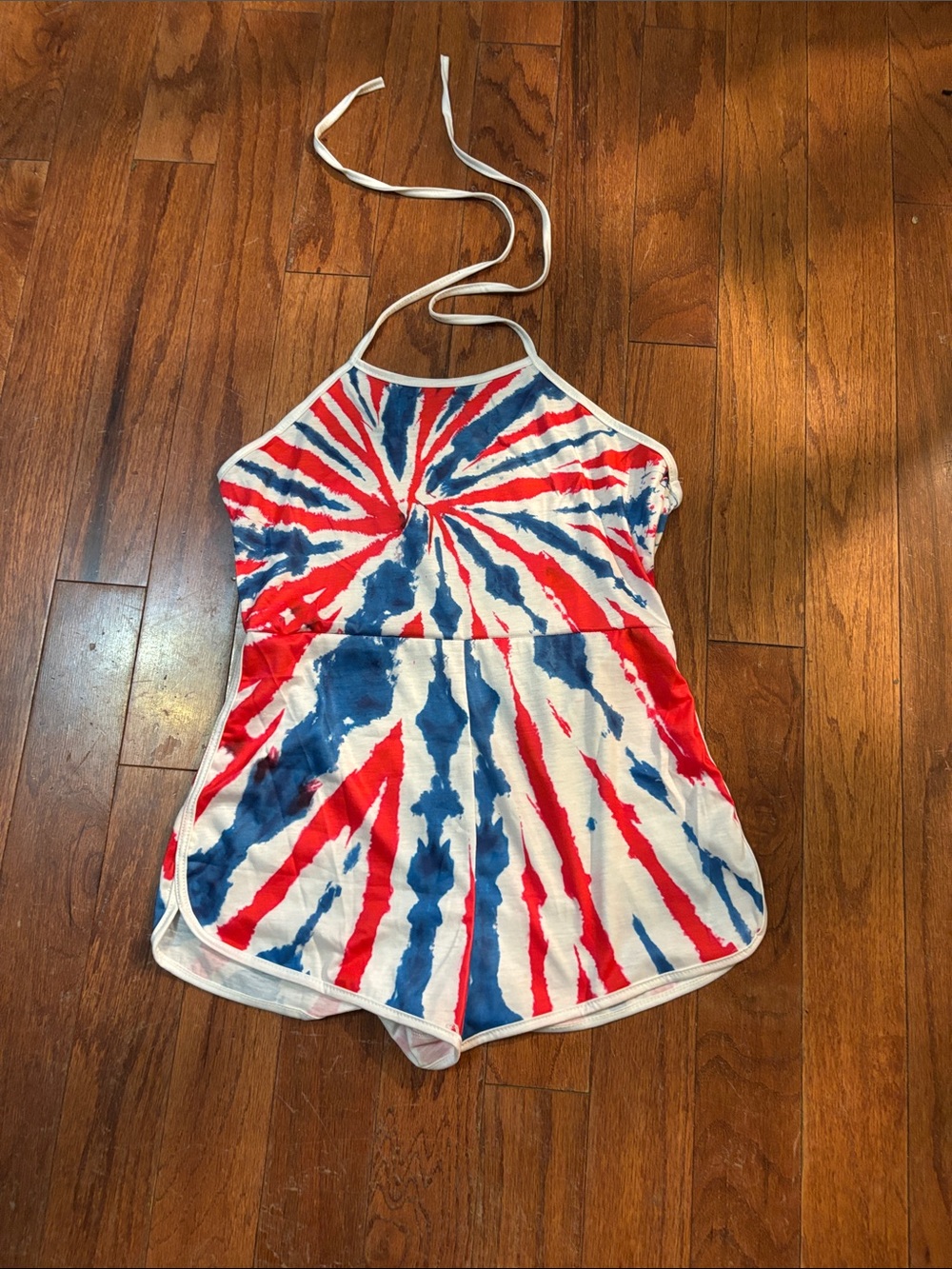 Red White Blue Tie-Dye Halter Girl’s One-Piece NWOT Size Medium